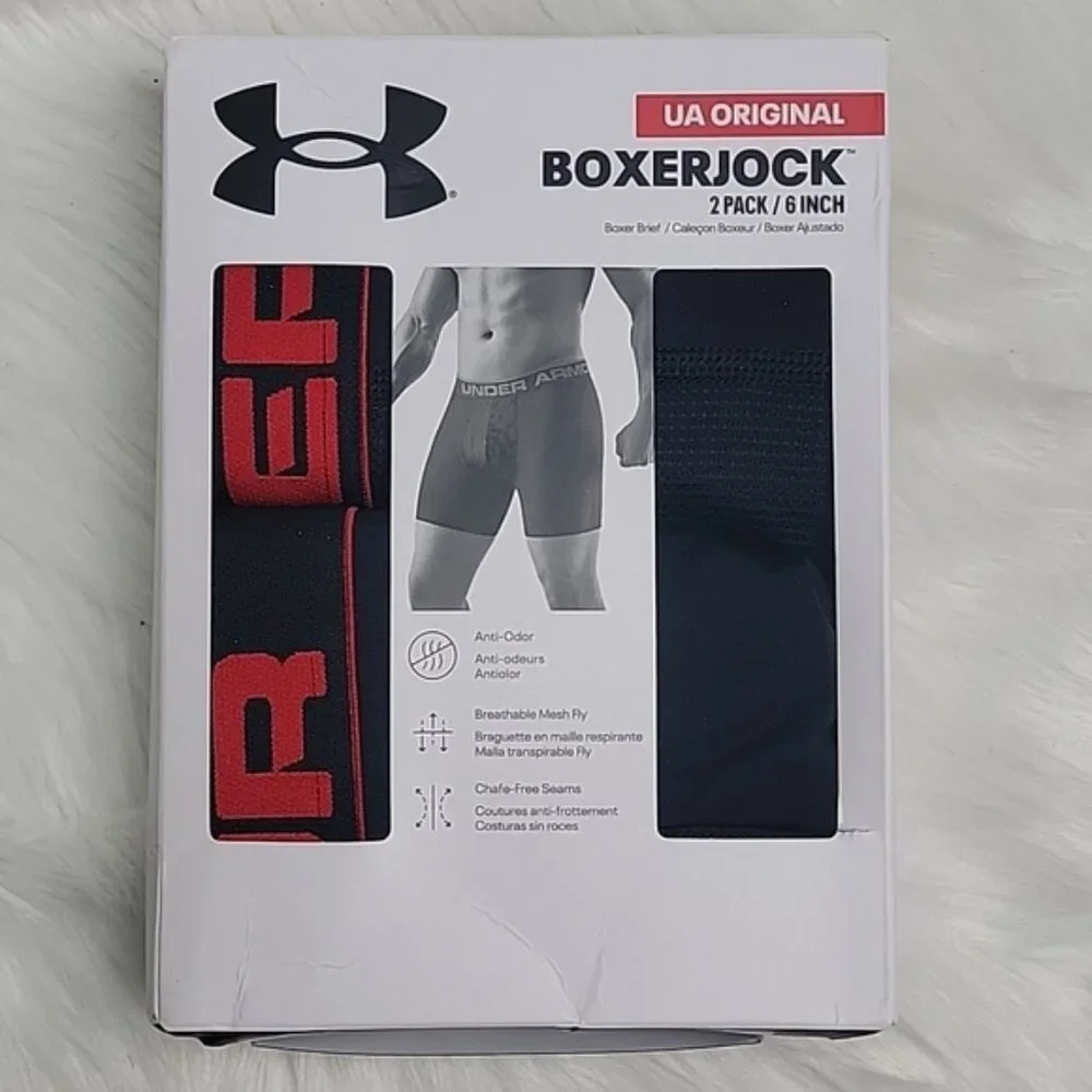 UNDER ARMOUR‎ NeW UA Original Boxerjock 2 Pk. 6 Inch Black Red Boxer Brief 3XL